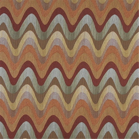 54 In. Wide Orange- Blue- Green And Beige- Wavy Chevron Striped Contemporary Upholstery Fabric